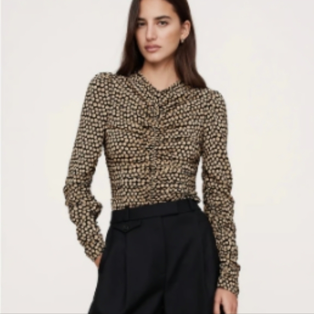 Banana Republic Crepe Polka Dot Ruched Women's Top Blouse XL